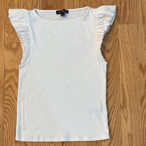 J. Crew Cream Ruffle Sleeve Tank Top